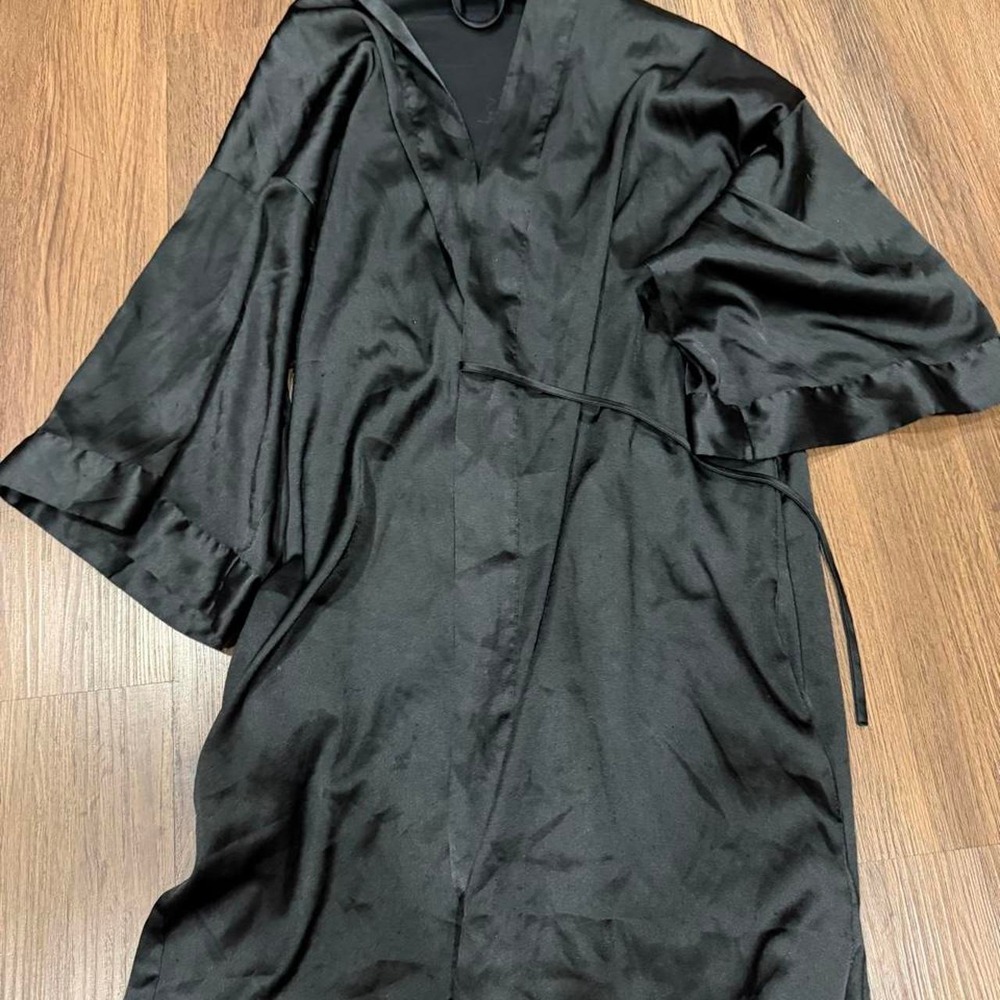 Victoria's Secret black satin robe